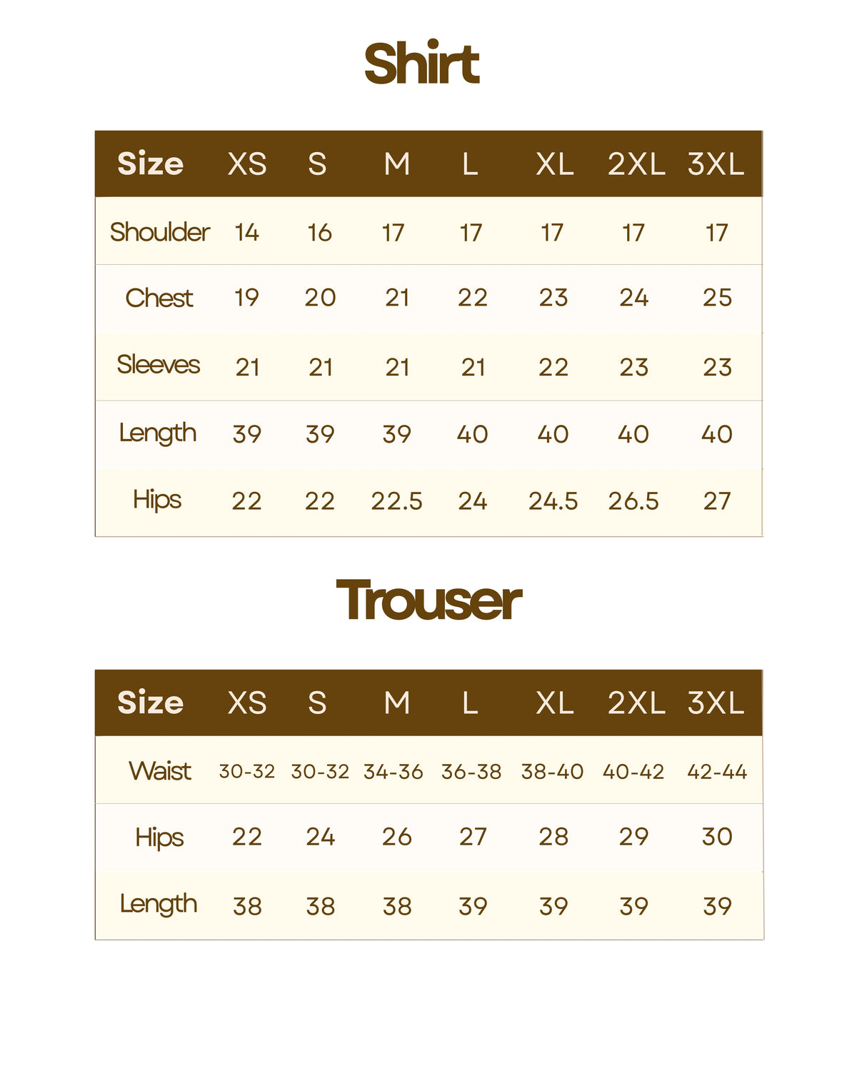 Size chart