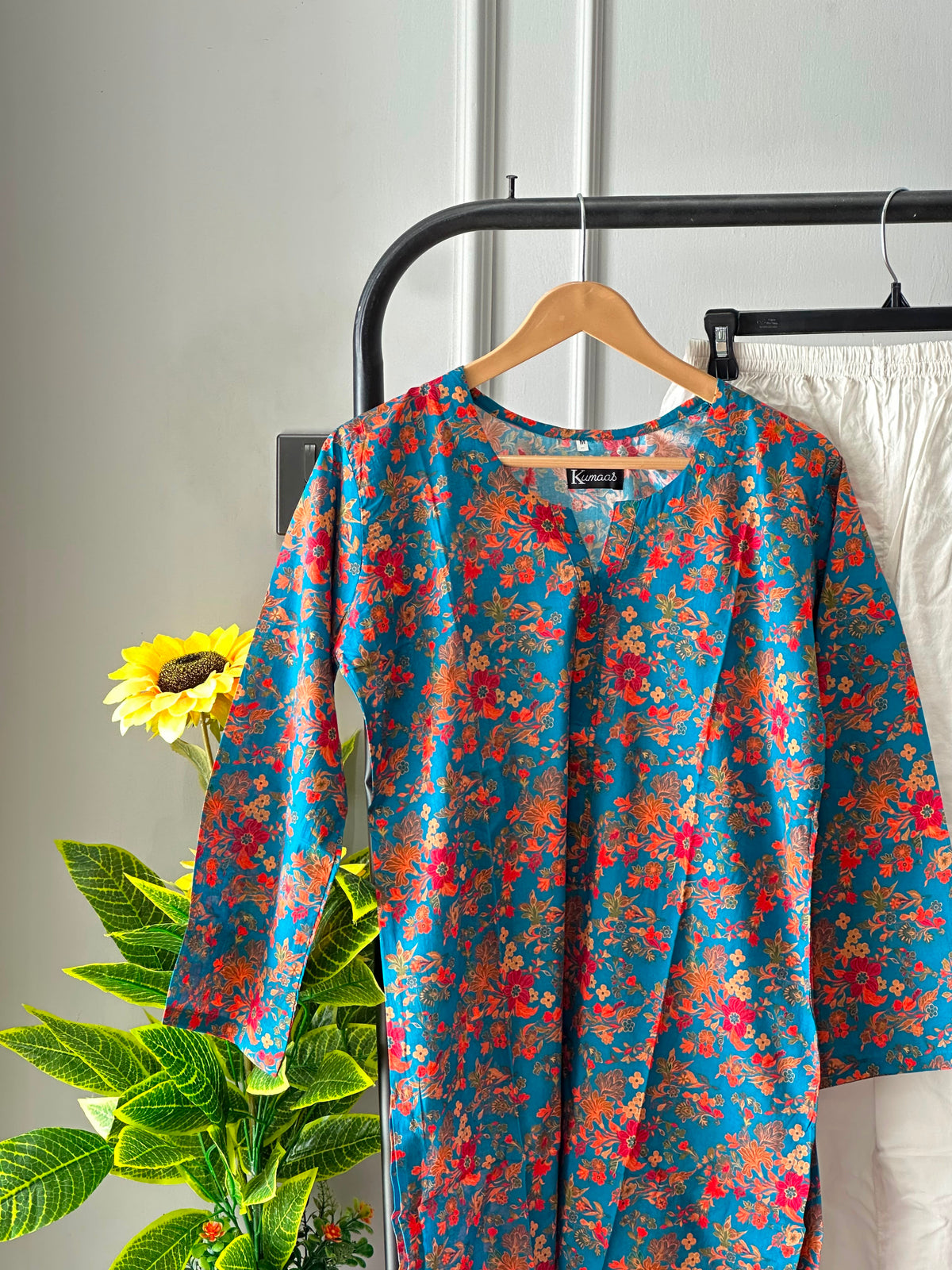 Teal Sunset Lawn kurti
