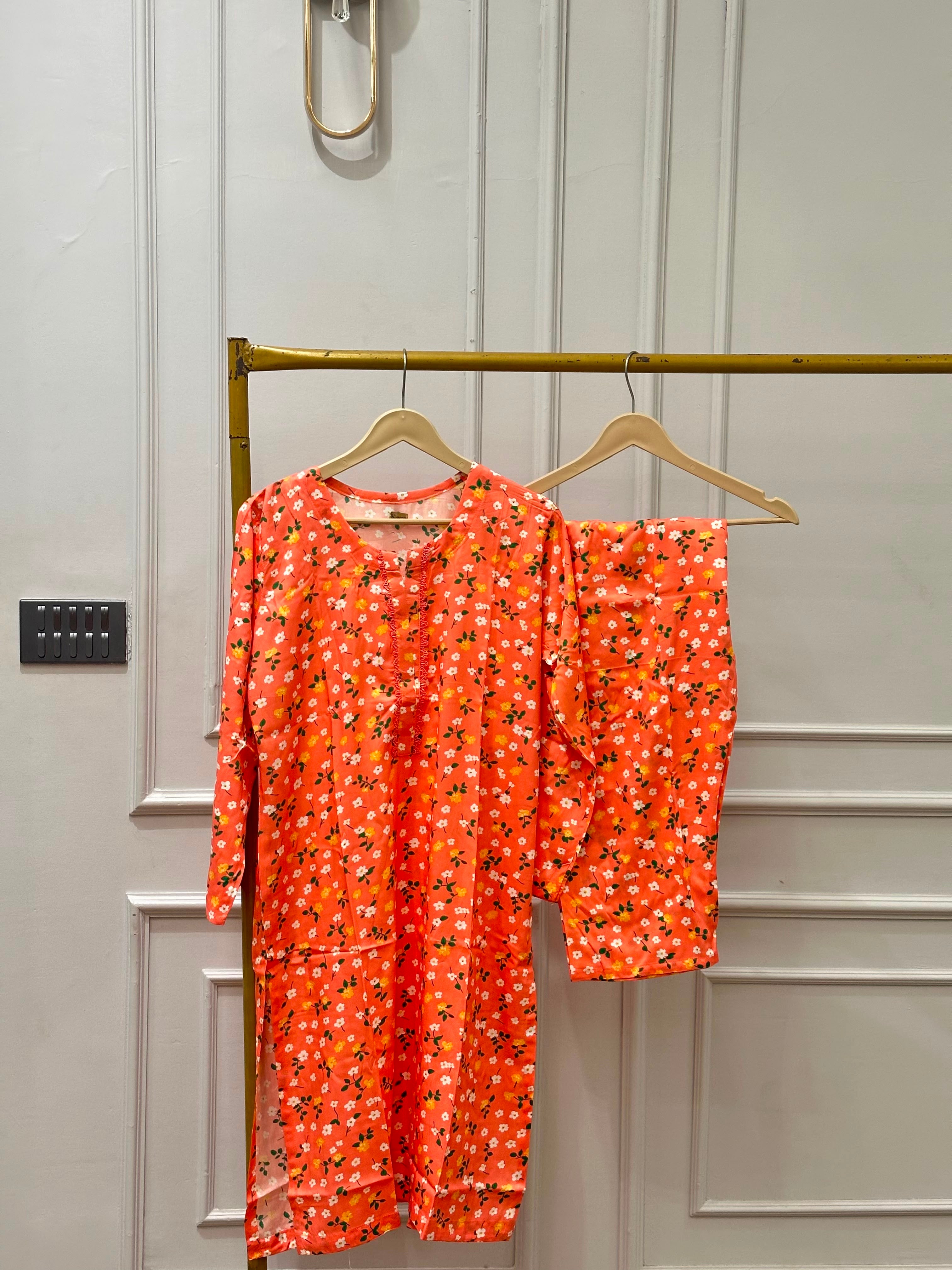 Orange leaf linen