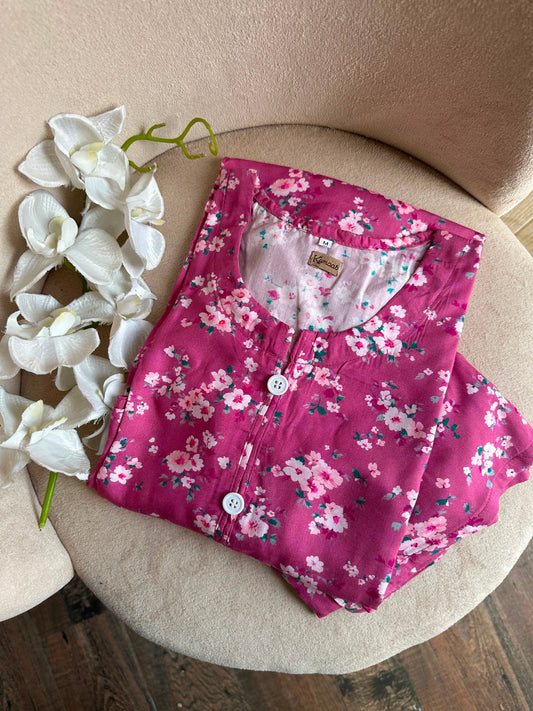 Magenta medow linen