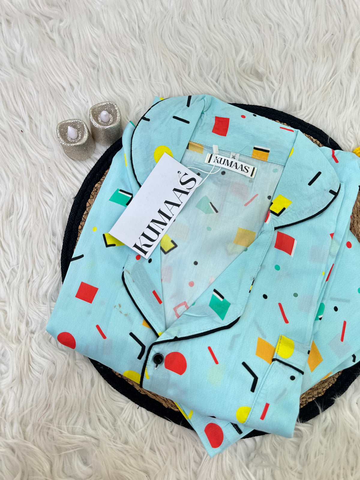 Geometric blue pjs