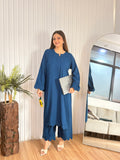 Dark ocean blue linen