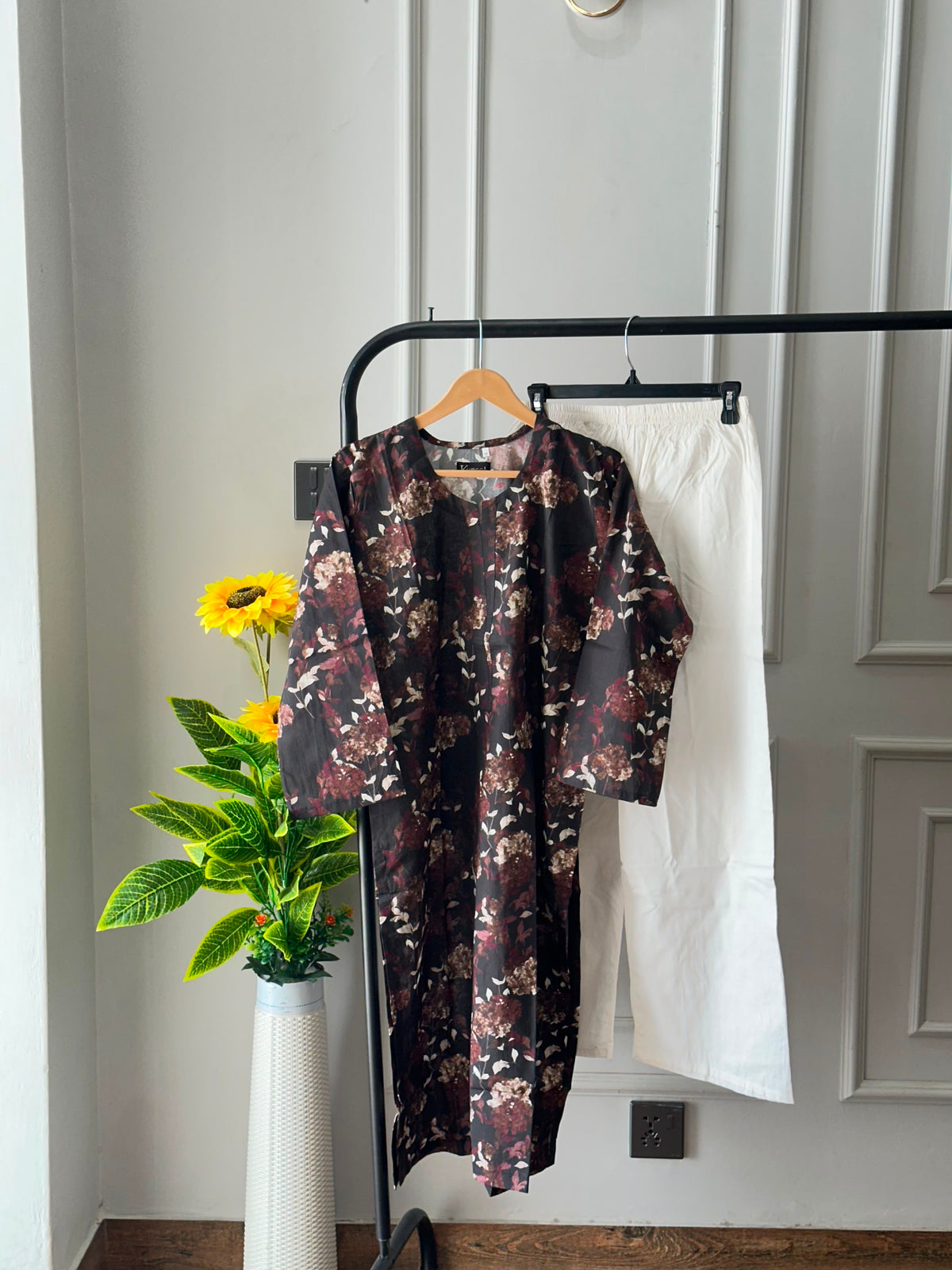 Rustic Mocha Lawn kurti