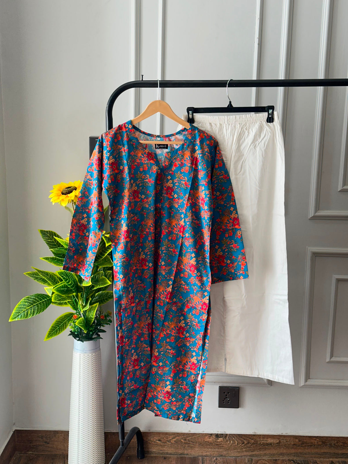 Teal Sunset Lawn kurti