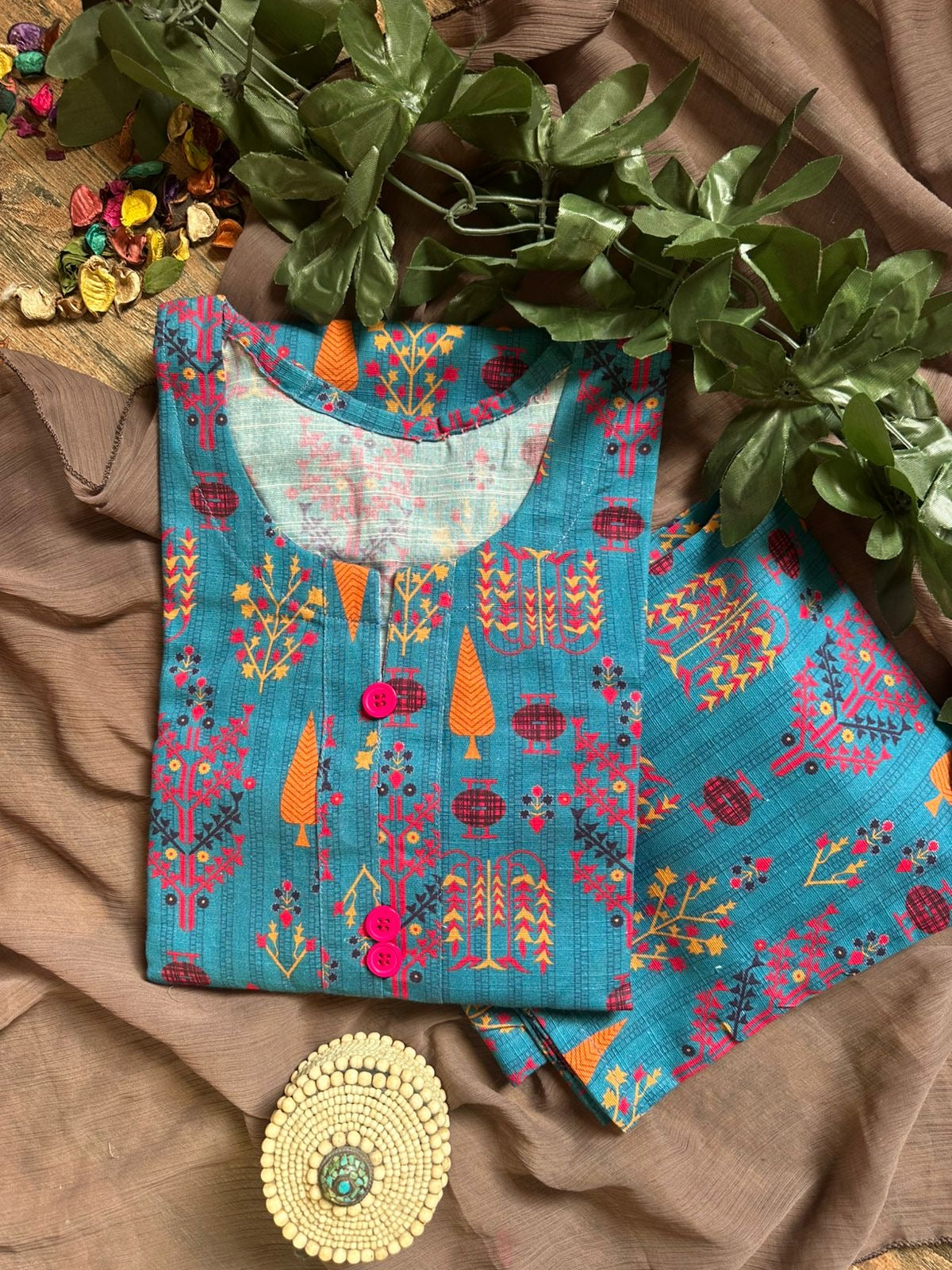 Colorful blue khaddar