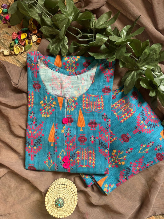 Colorful blue khaddar