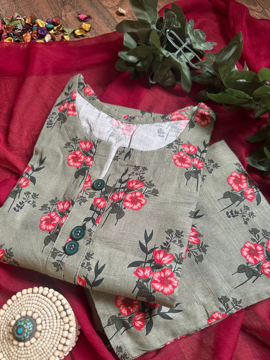 Cream light green khaddar