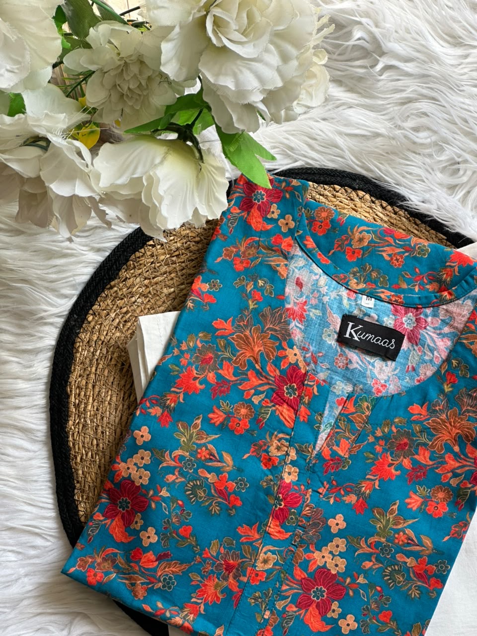 Teal Sunset Lawn kurti