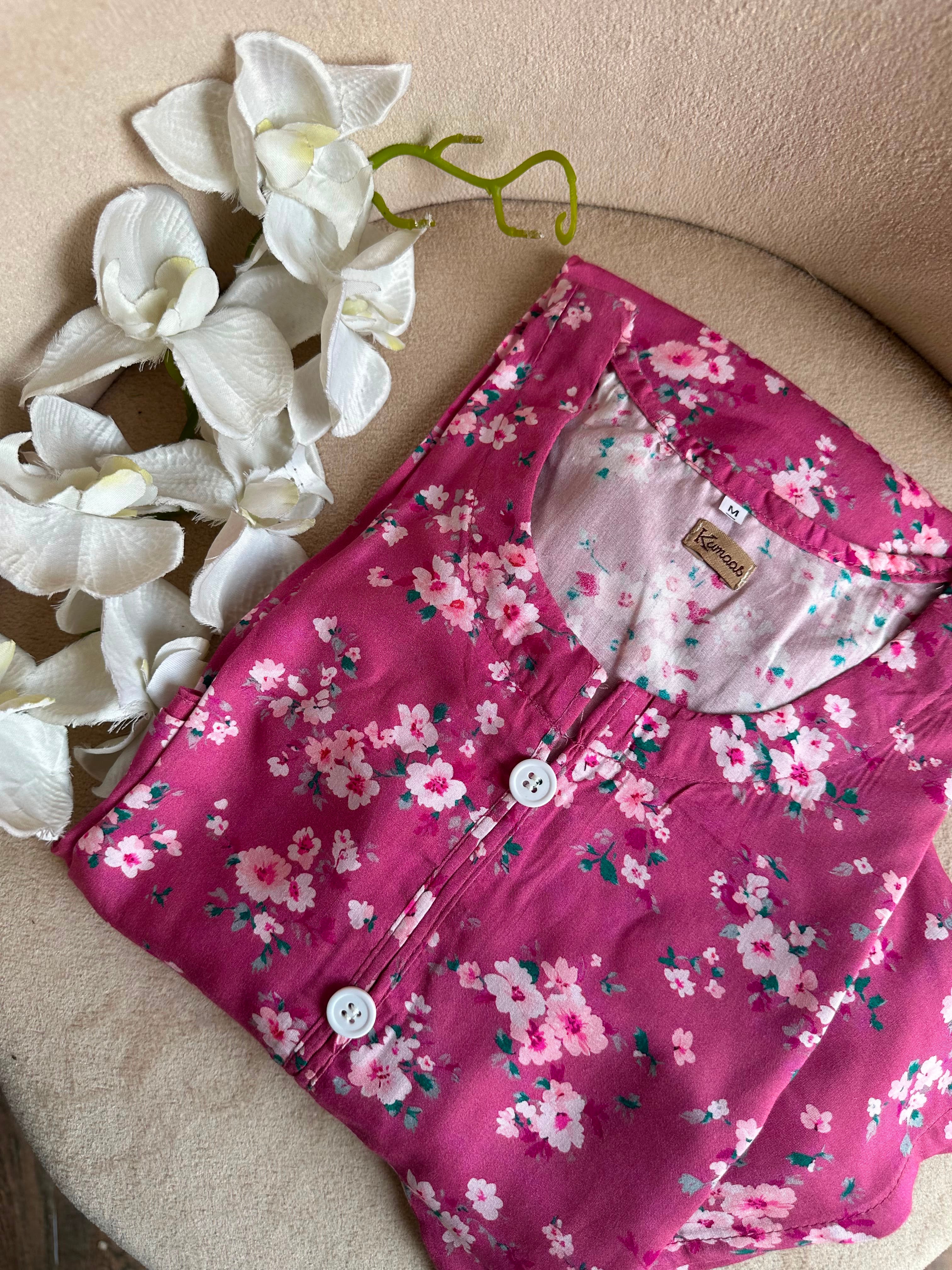 Magenta medow linen