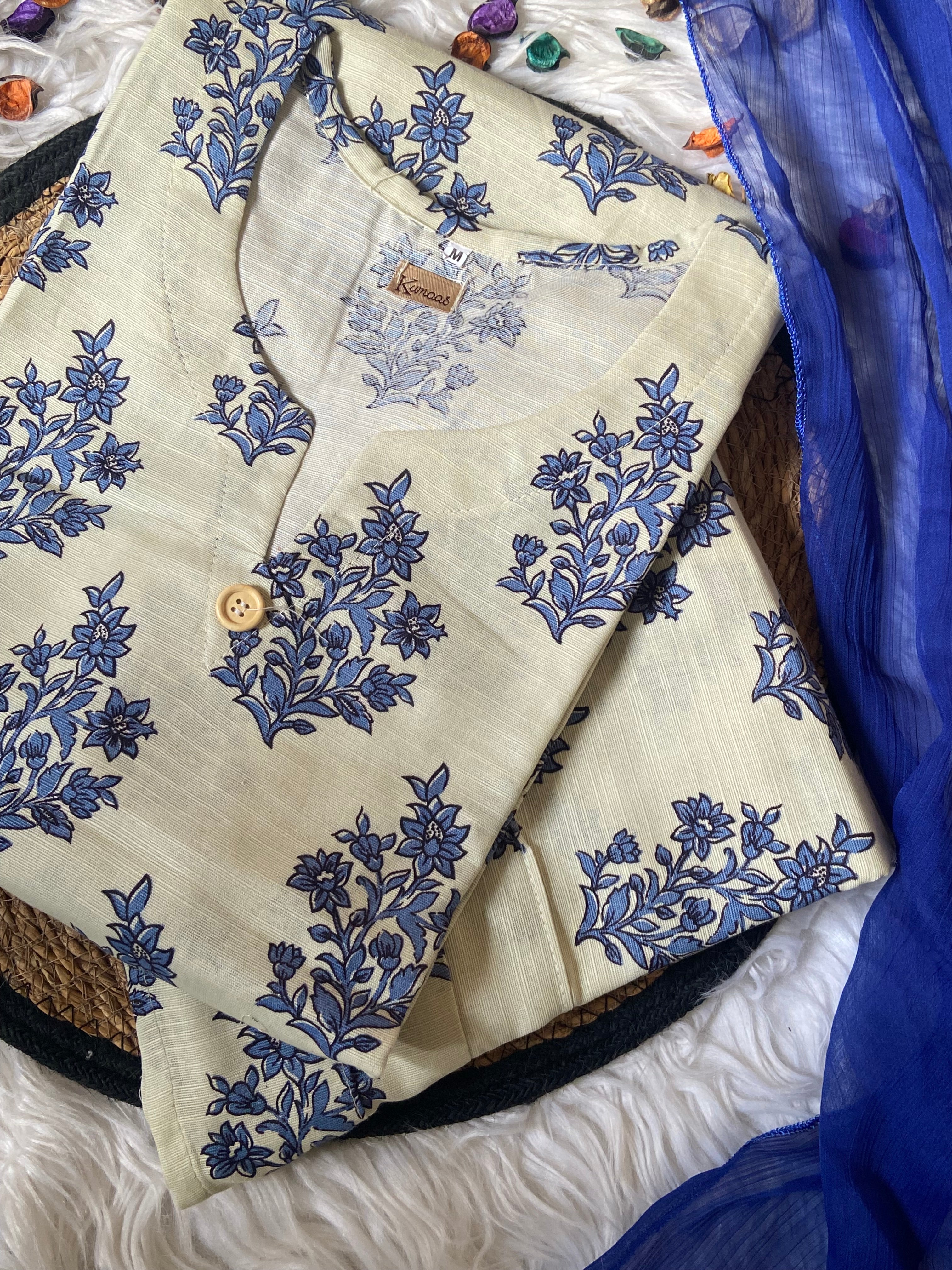 off white bloom khaddar