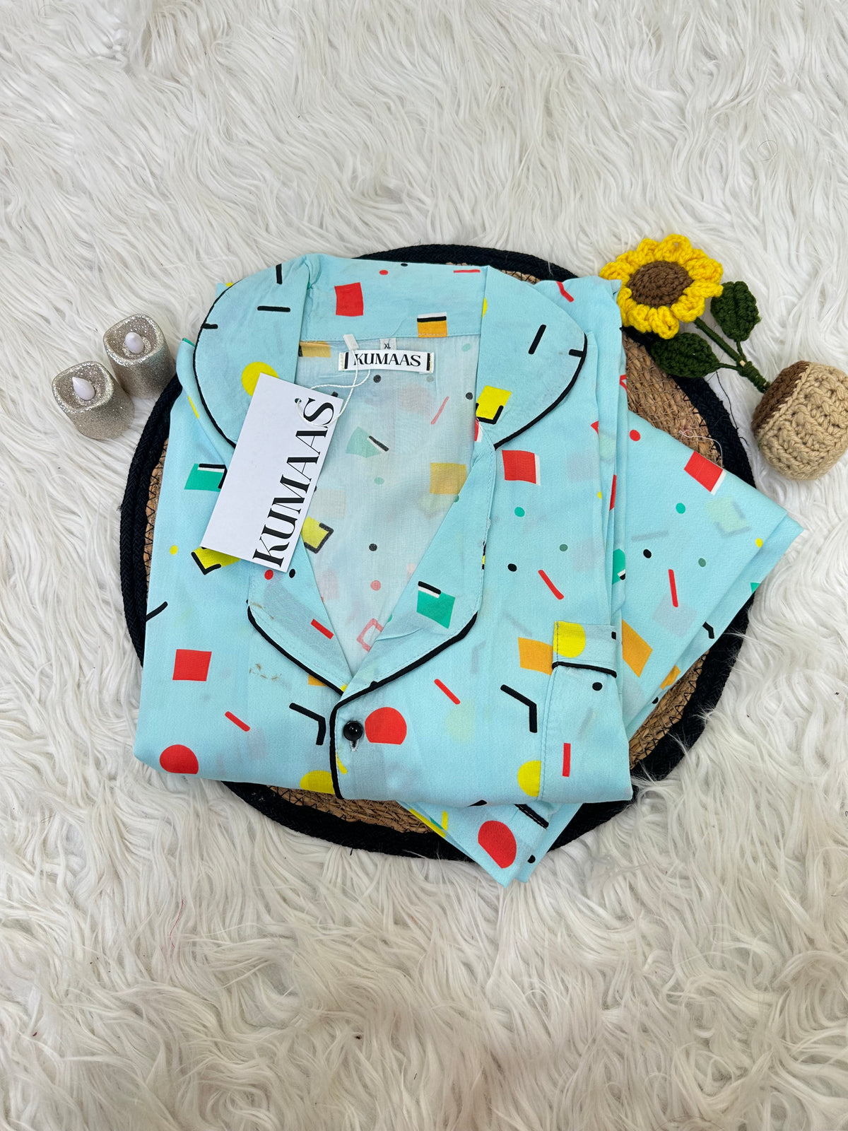 Geometric blue pjs