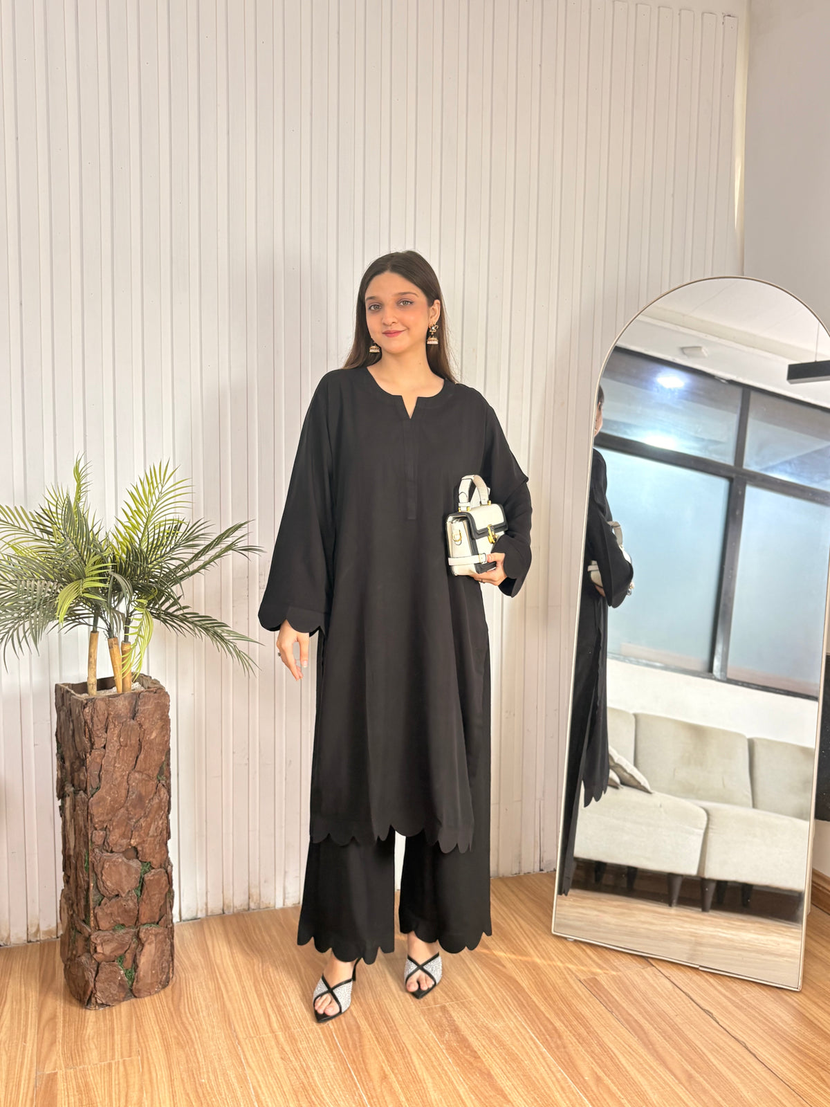 Plain black linen