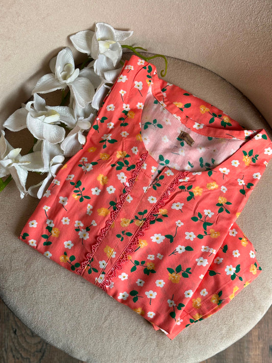 Orange leaf linen