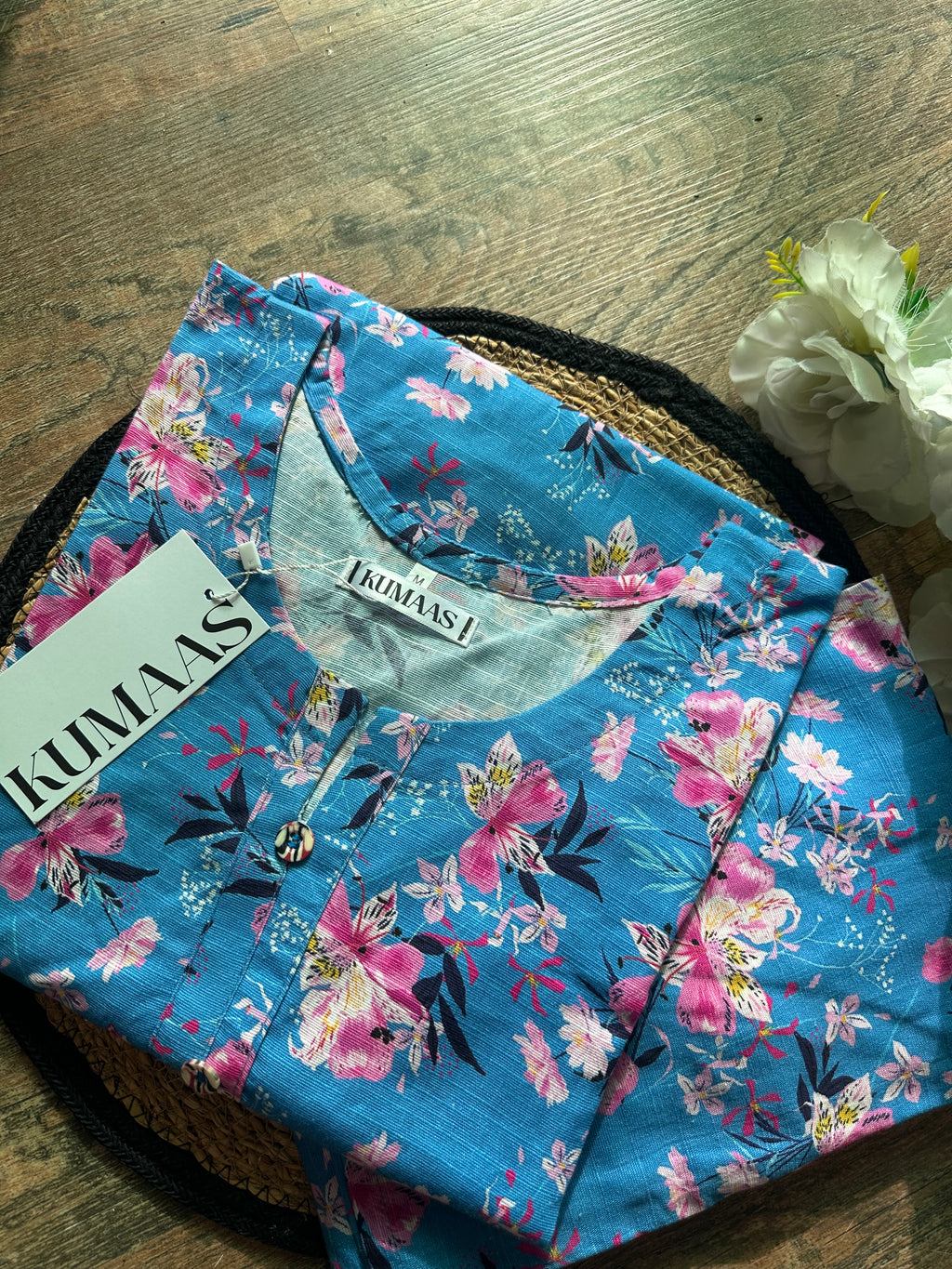 Blue Flora Khaddar