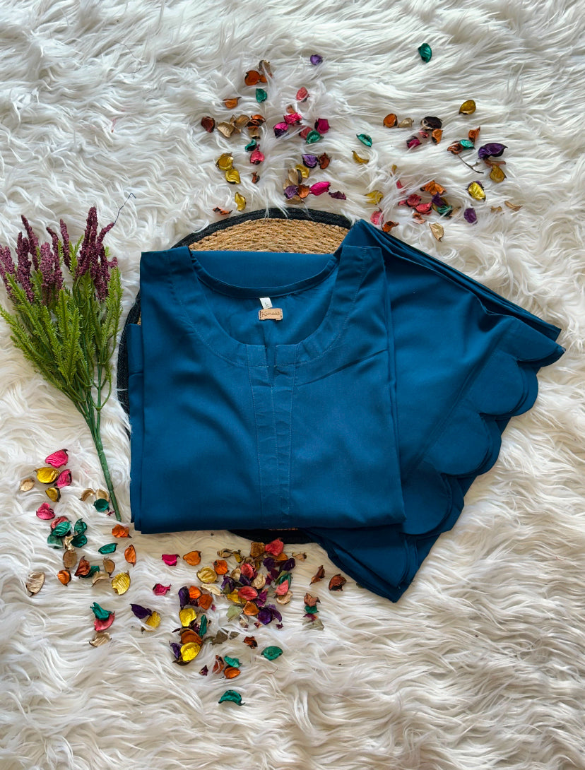 Dark ocean blue linen