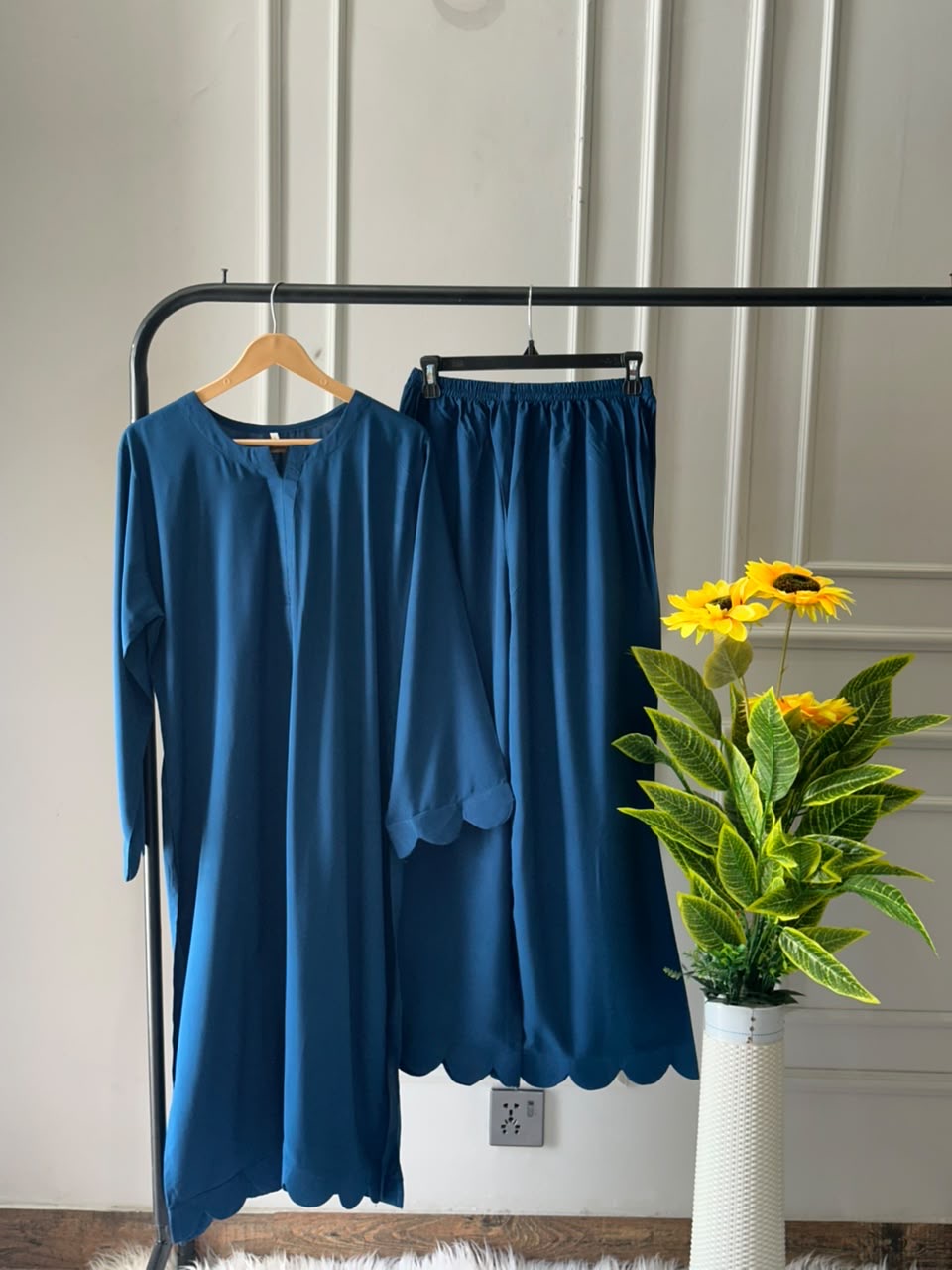 Dark ocean blue linen