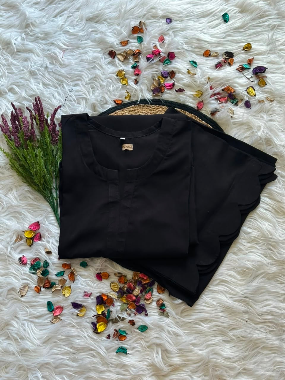 Plain black linen