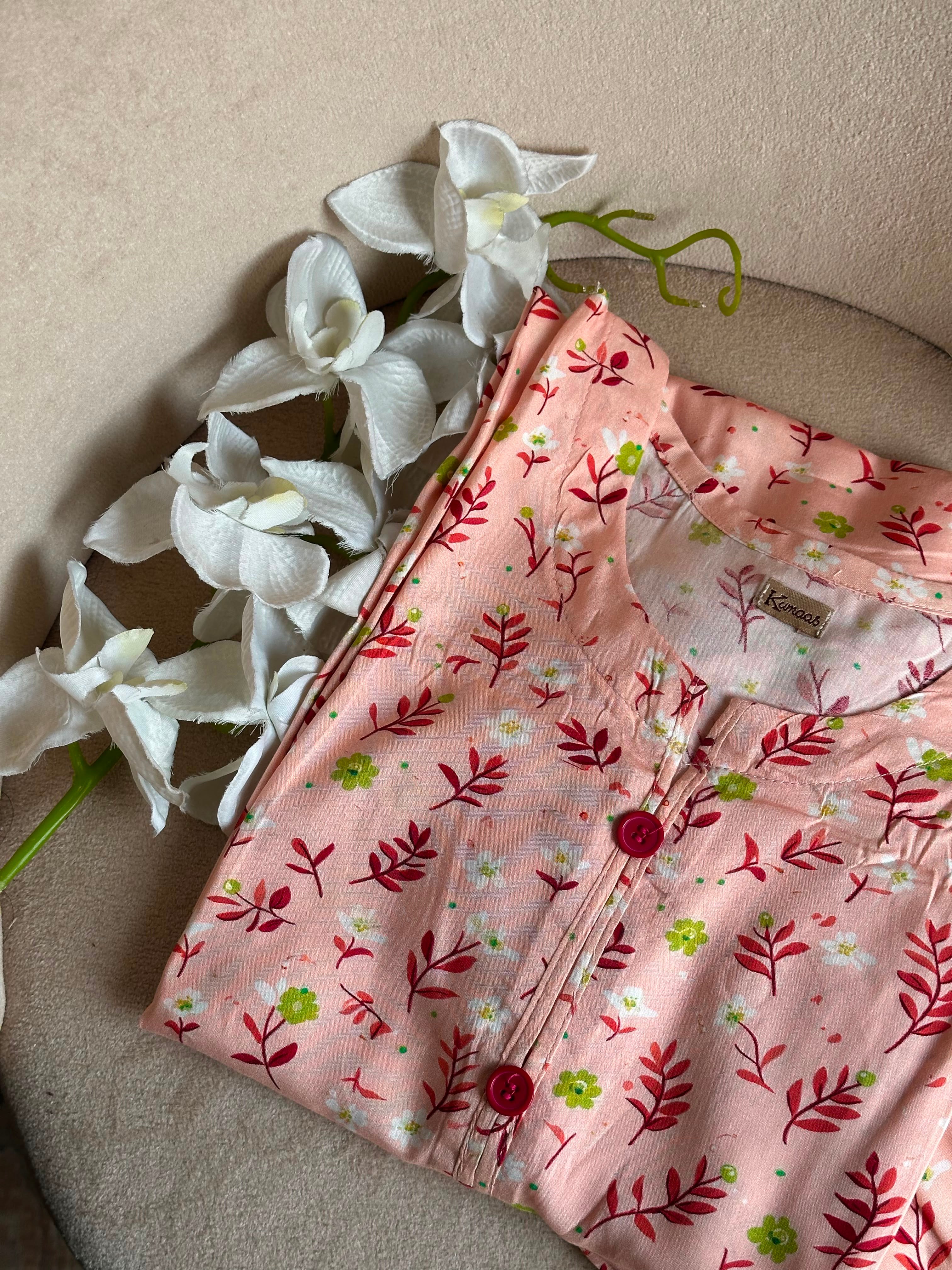 coral flora linen