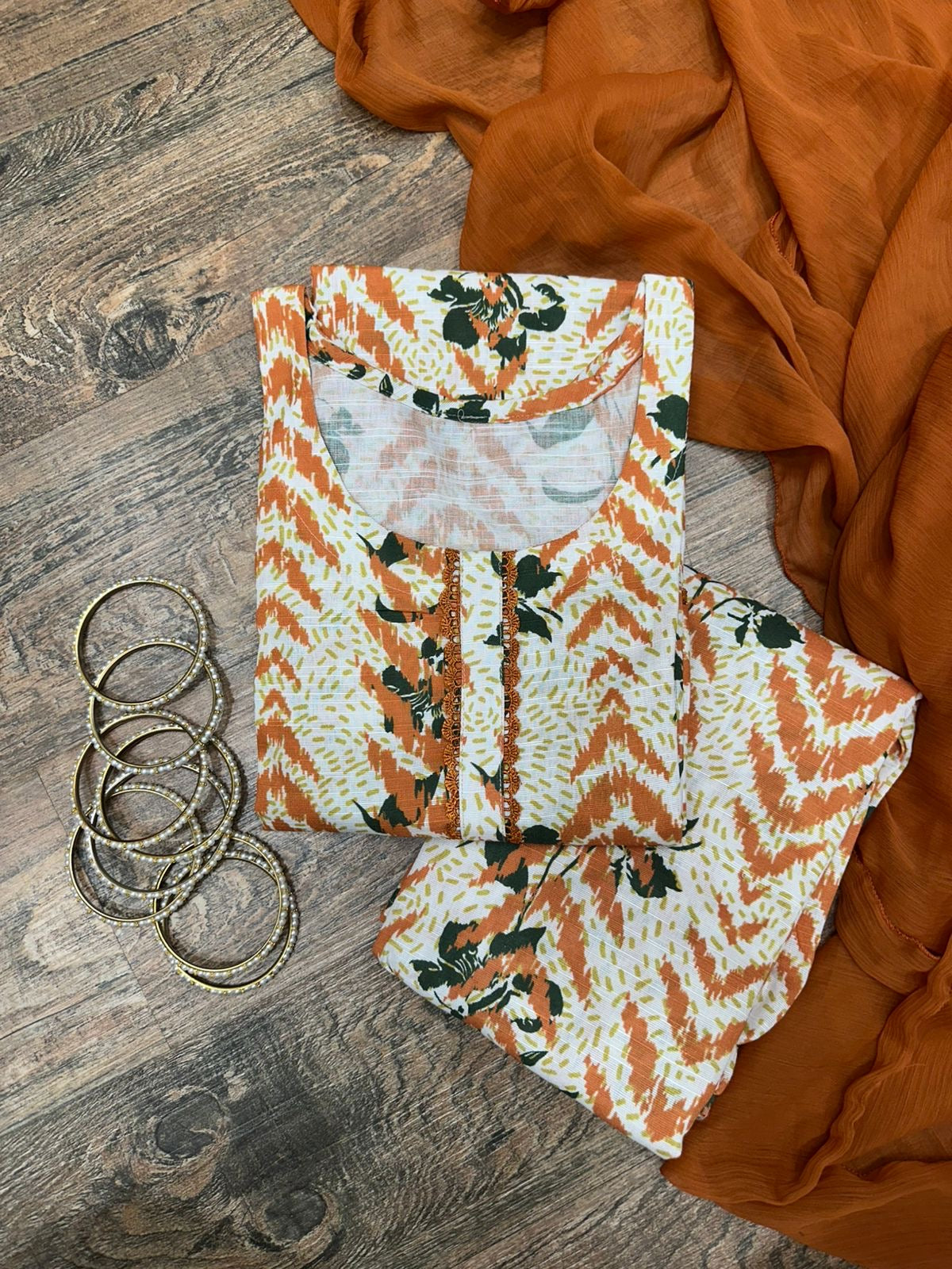 White tangerine khaddar