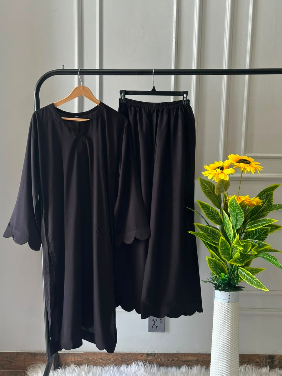 Plain black linen