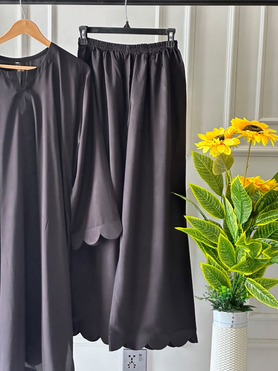 Plain black linen