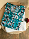 Teal petals Lawn kurti