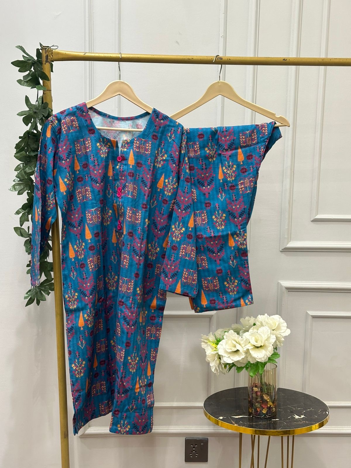 Colorful blue khaddar