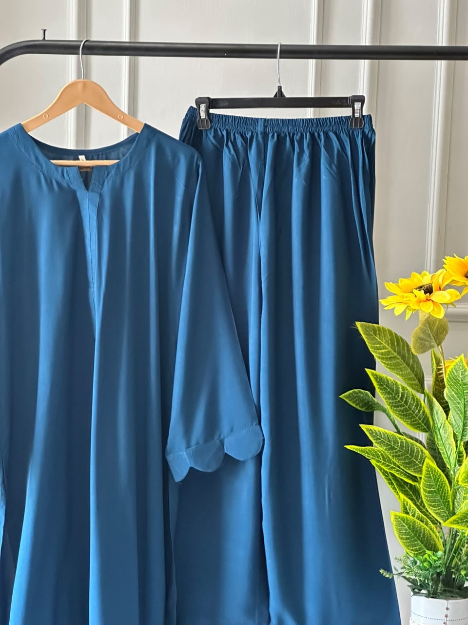 Dark ocean blue linen