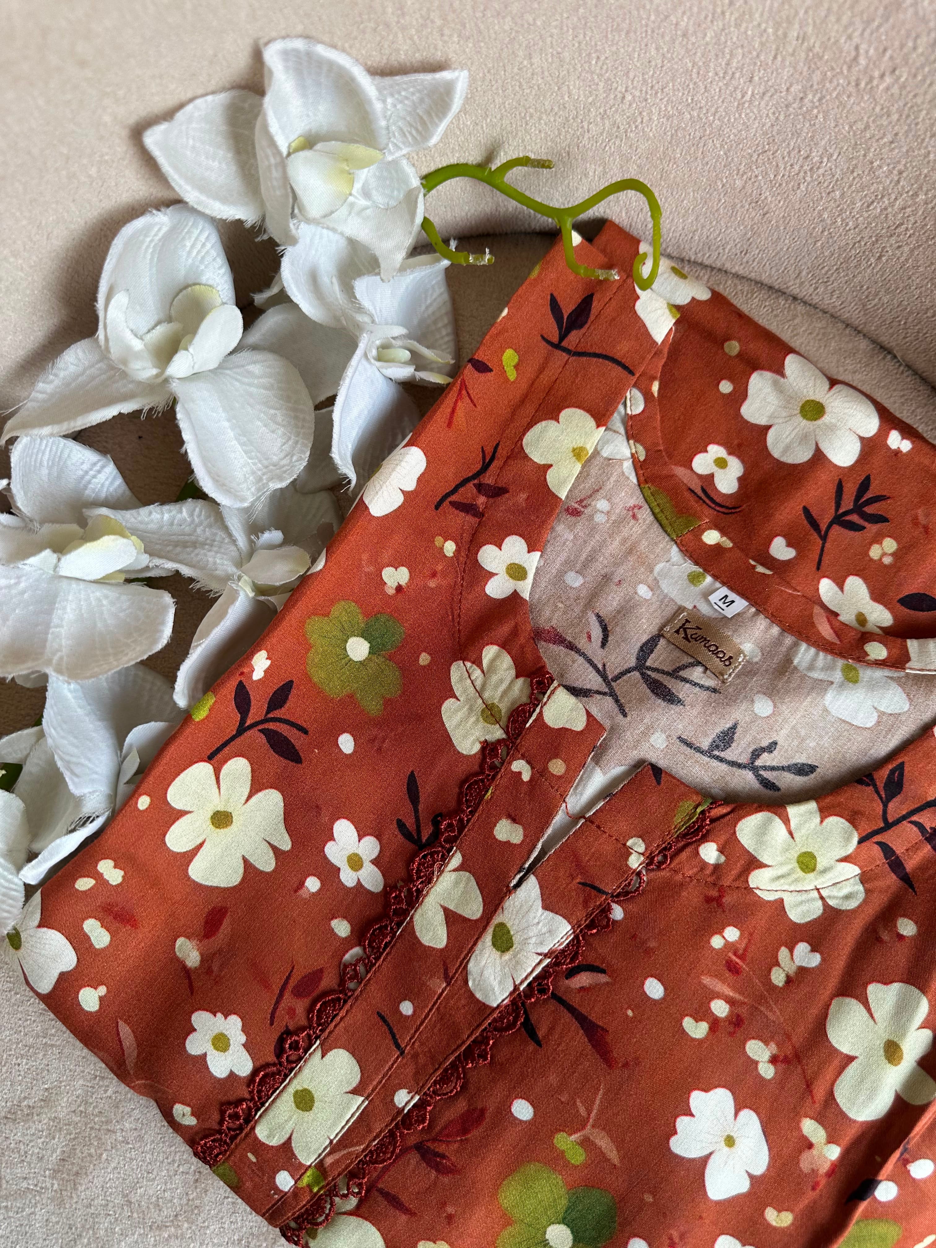 Orange bloom linen