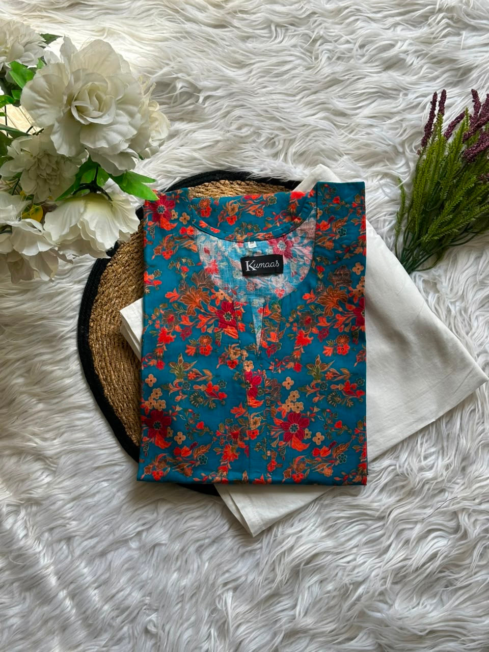 Teal Sunset Lawn kurti