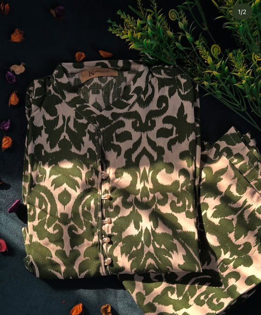Green forest linen