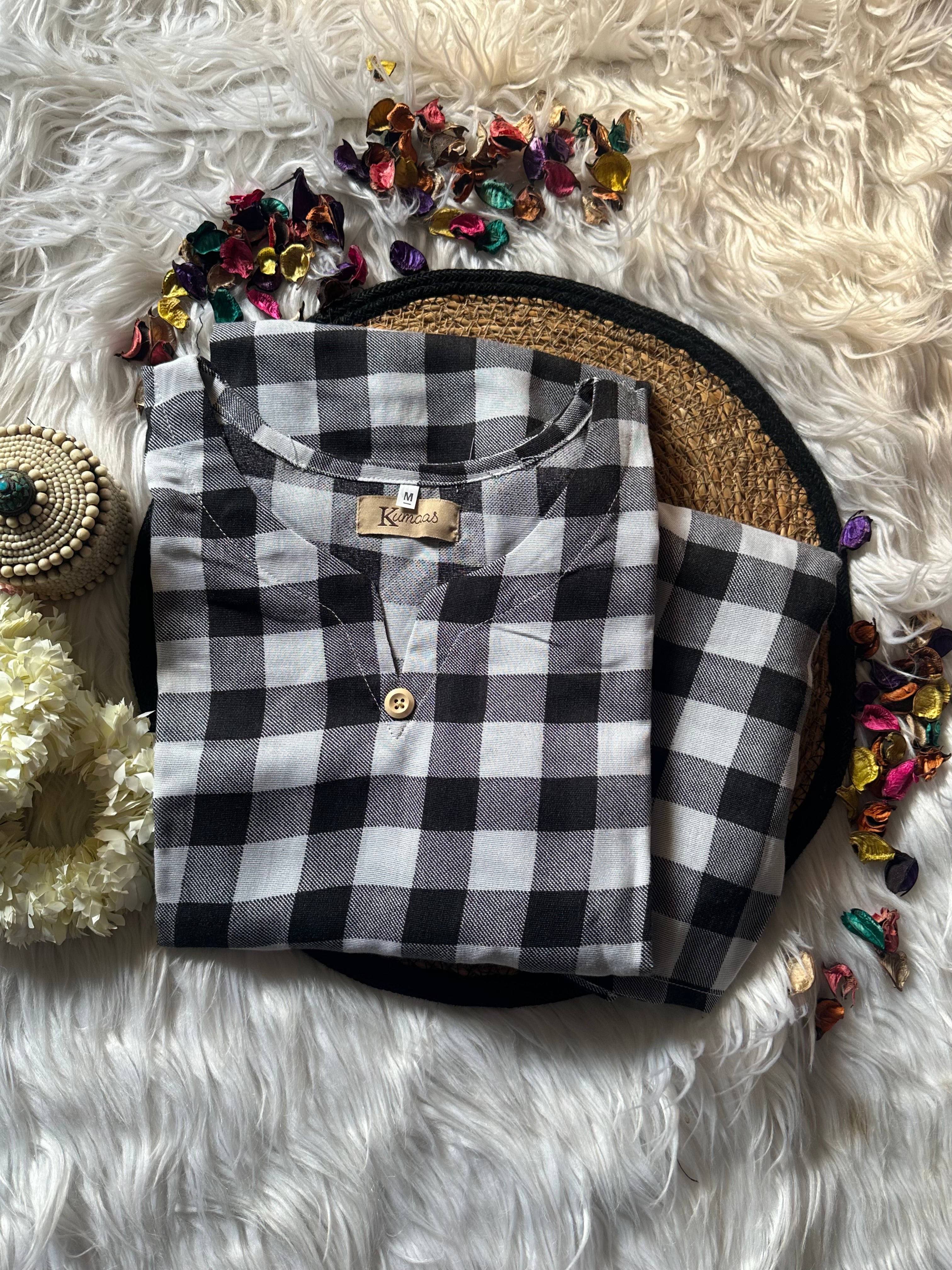 Black check linen