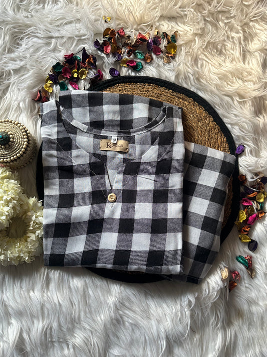 Black check linen