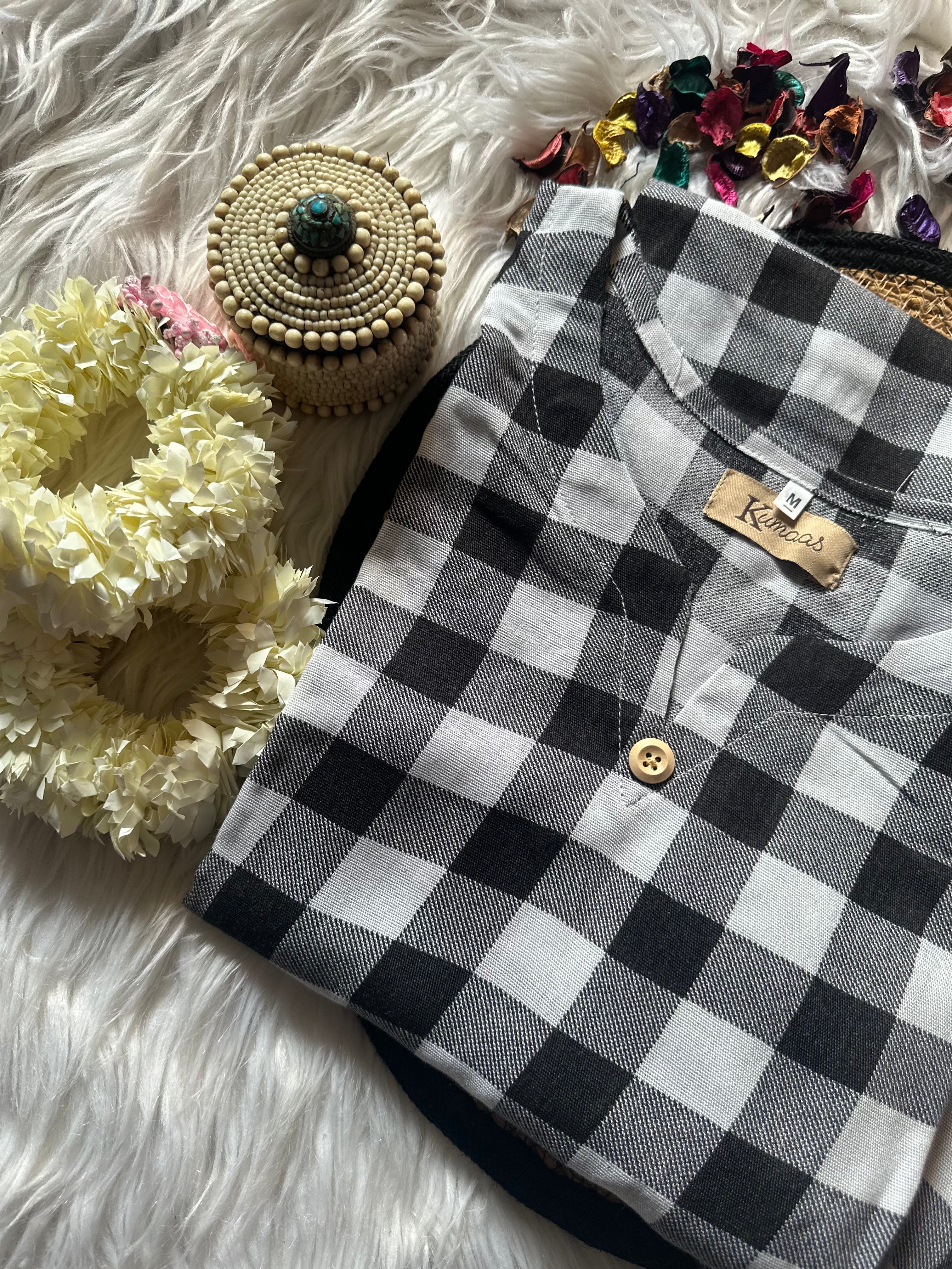 Black check linen