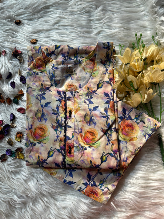 Peach rose lawn
