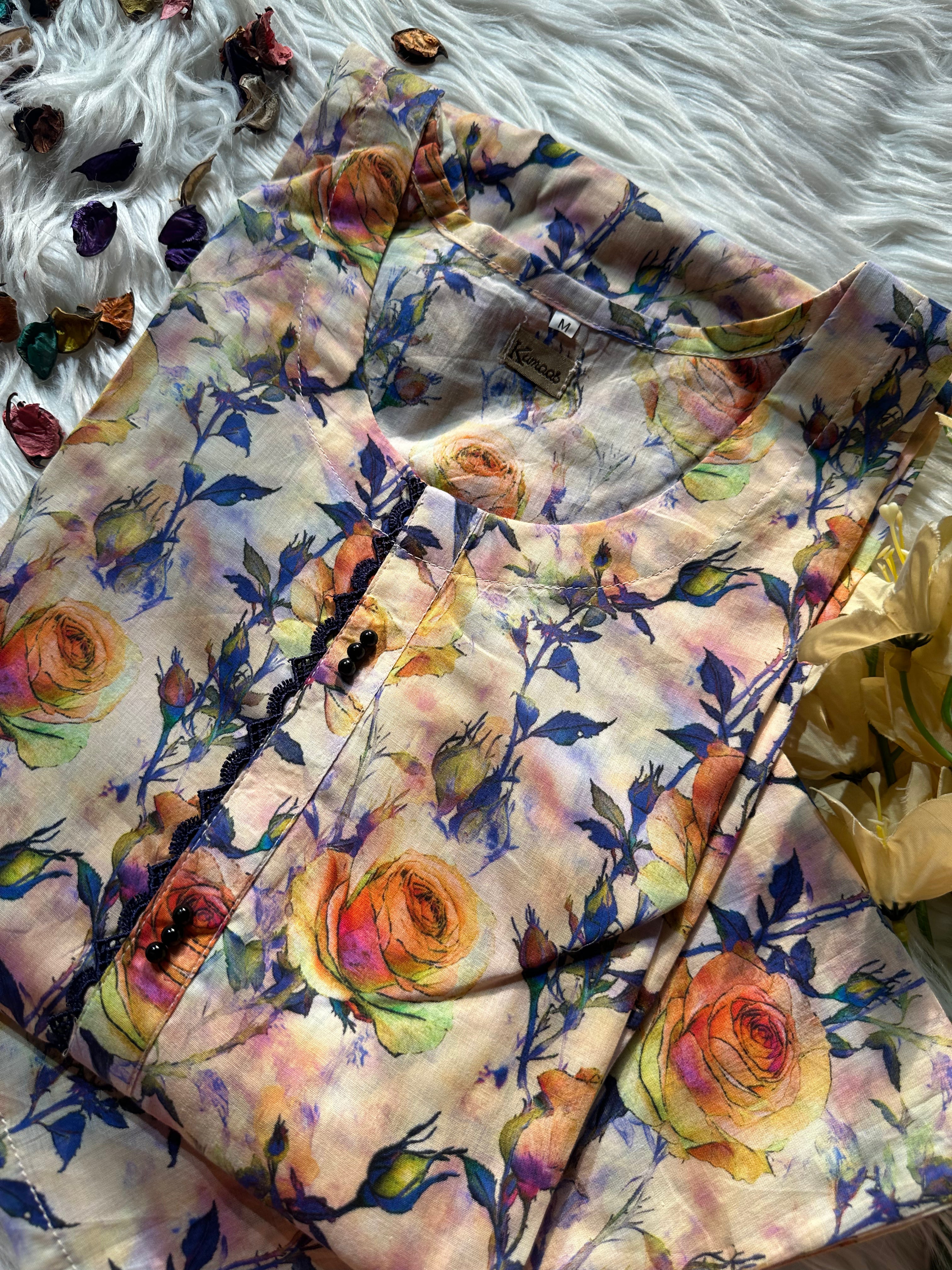 Peach rose lawn