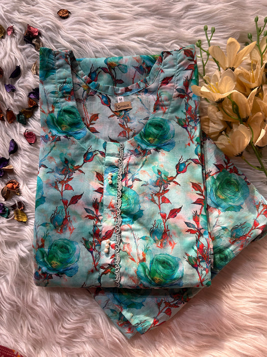 Floral ferozi lawn