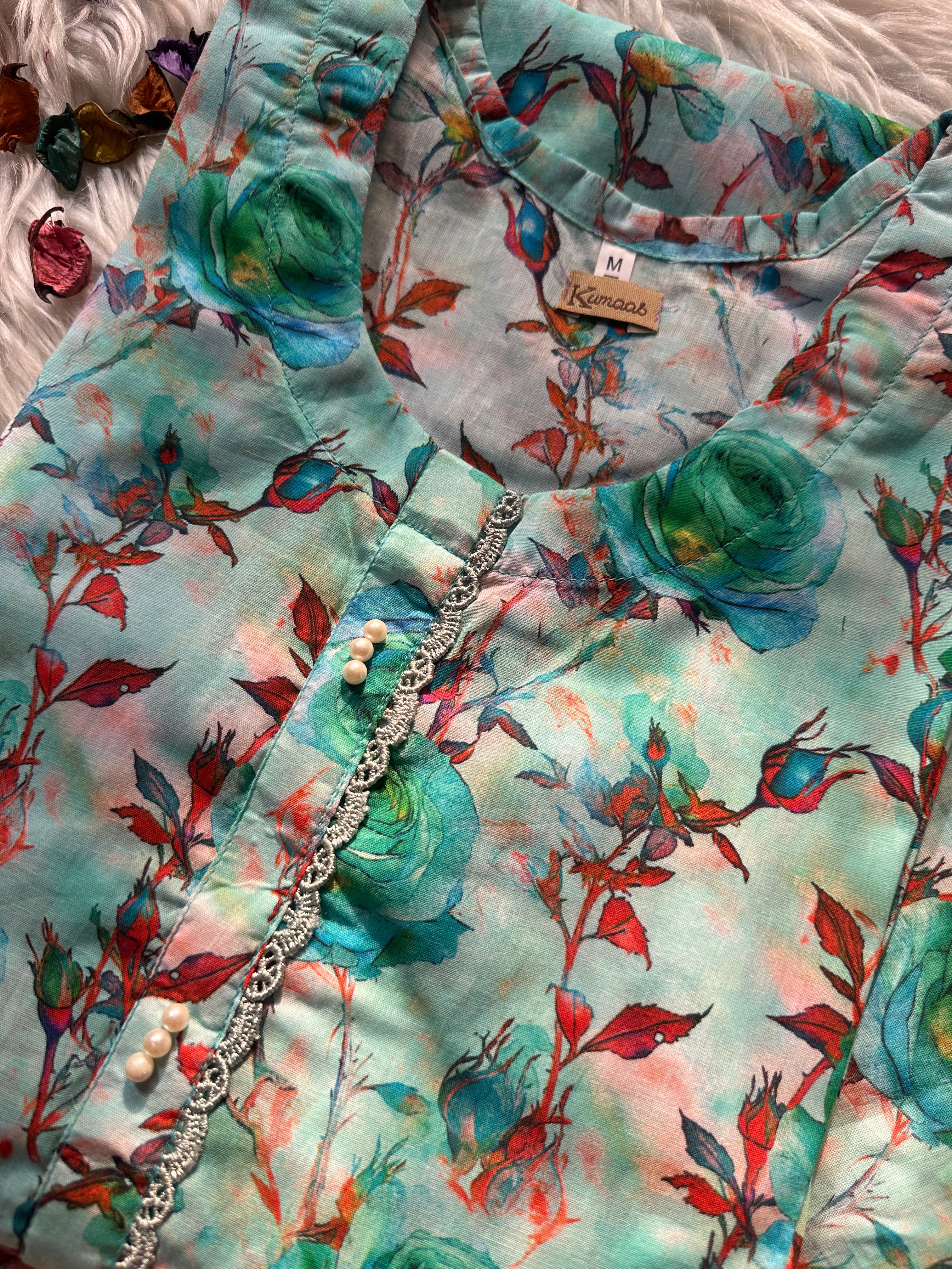 Floral ferozi lawn