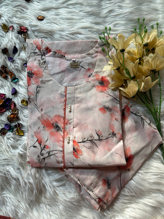 Cloudy peach lawn