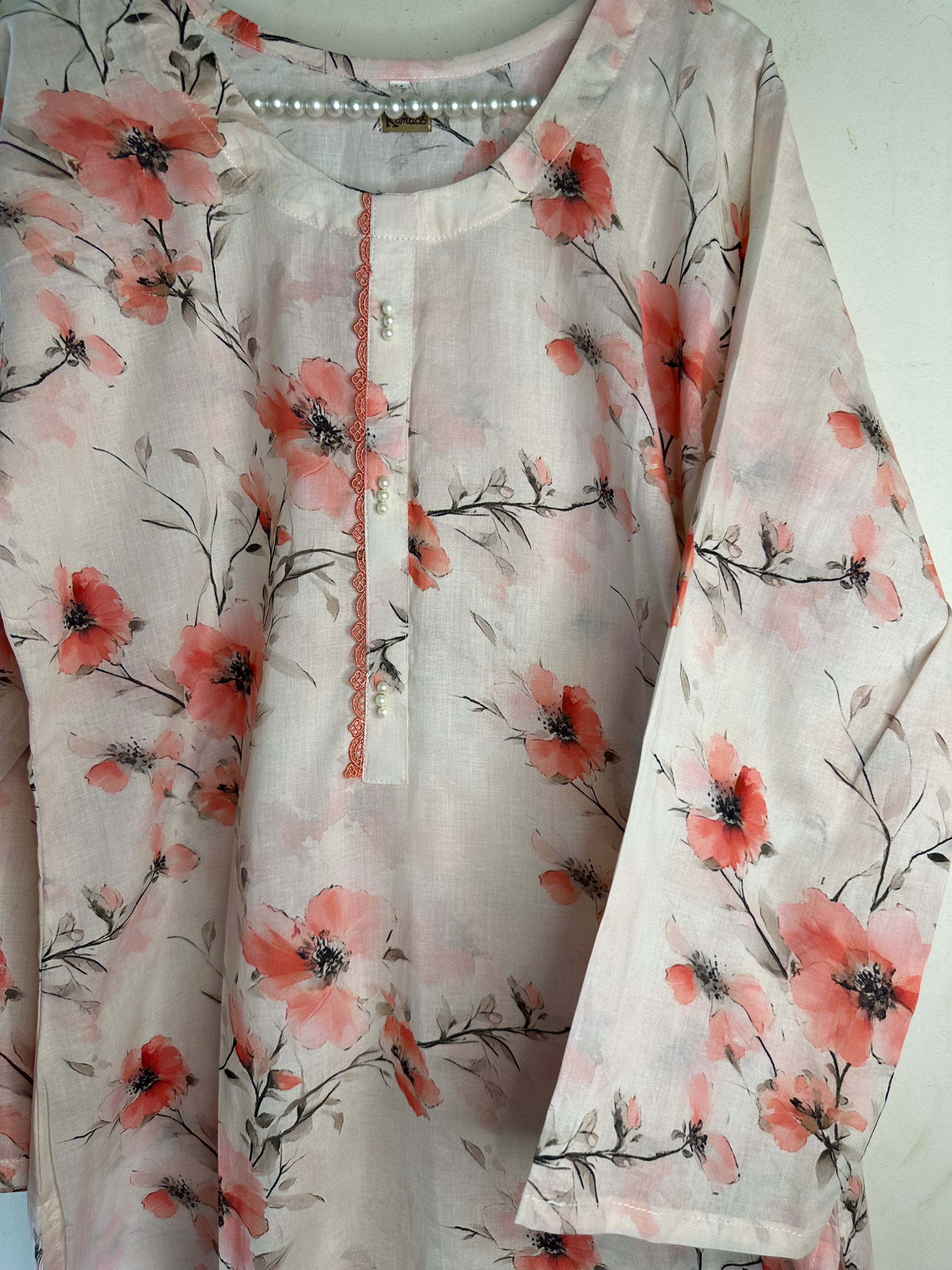 Cloudy peach lawn