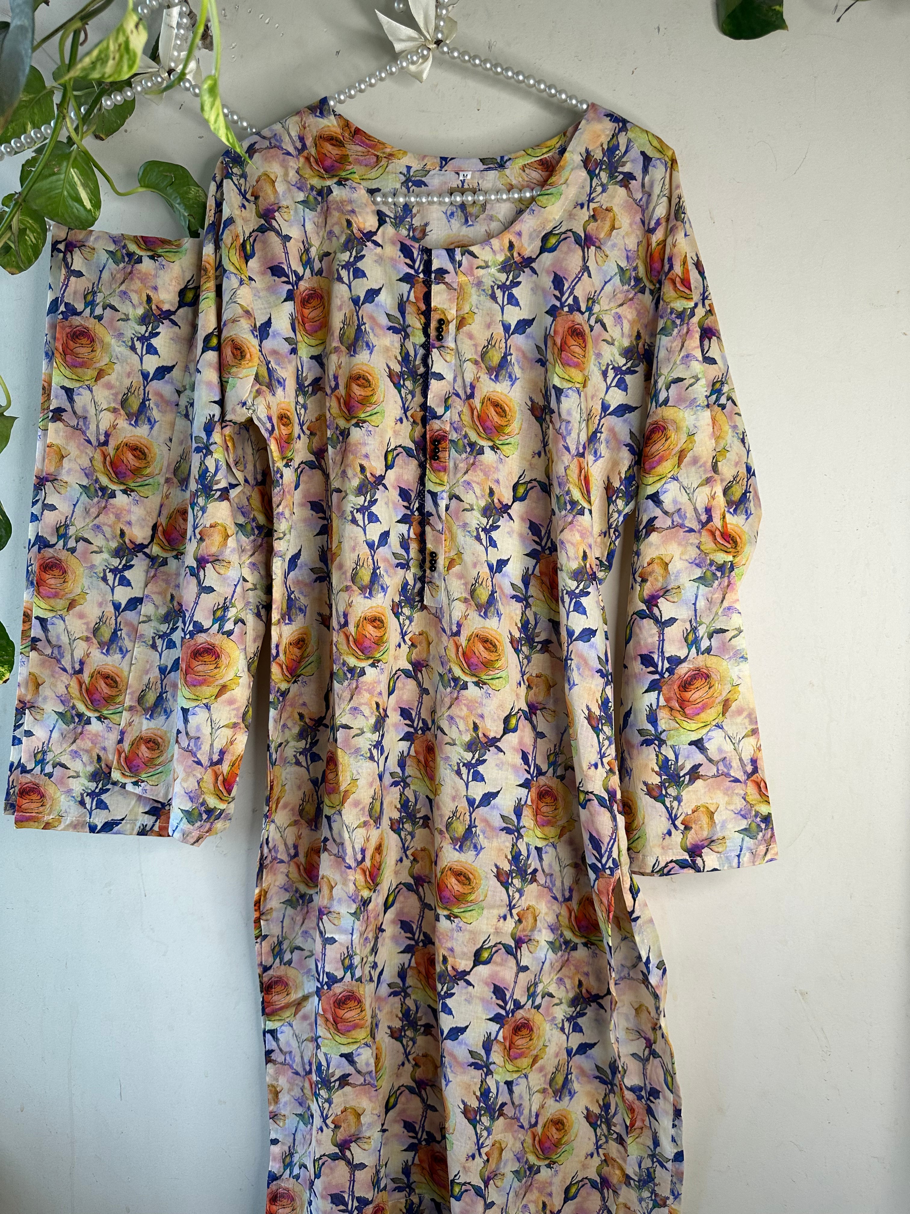 Peach rose lawn
