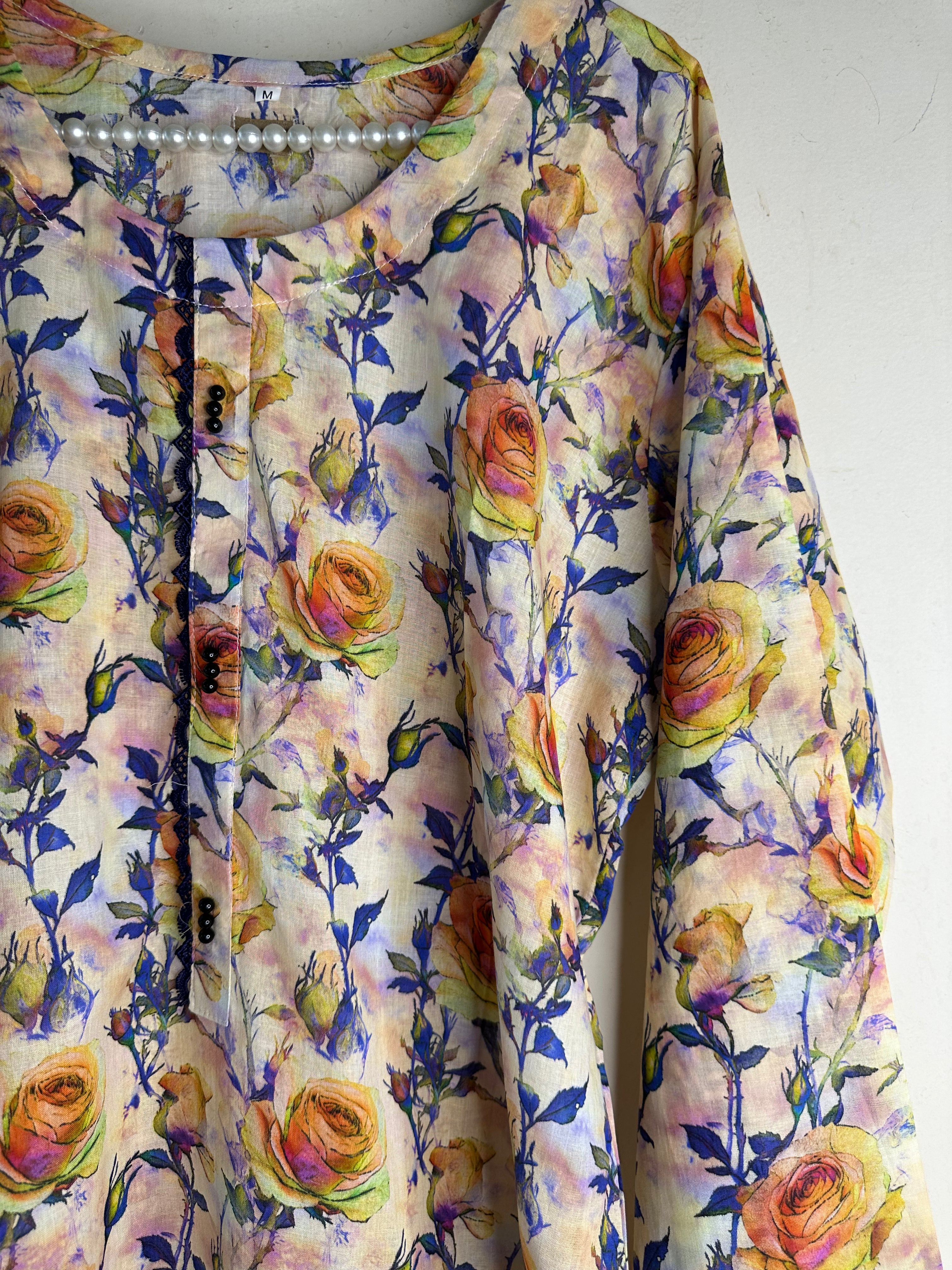Peach rose lawn