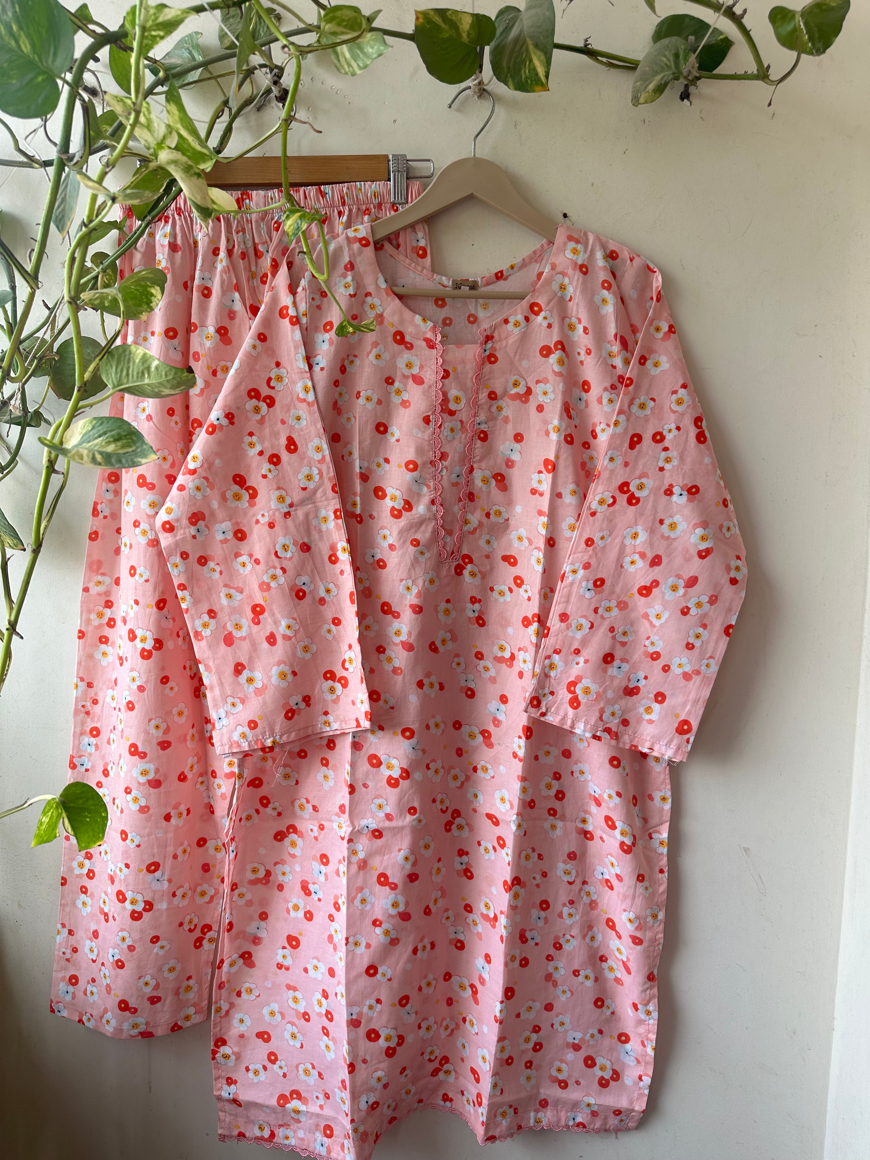 Powder pink lawn