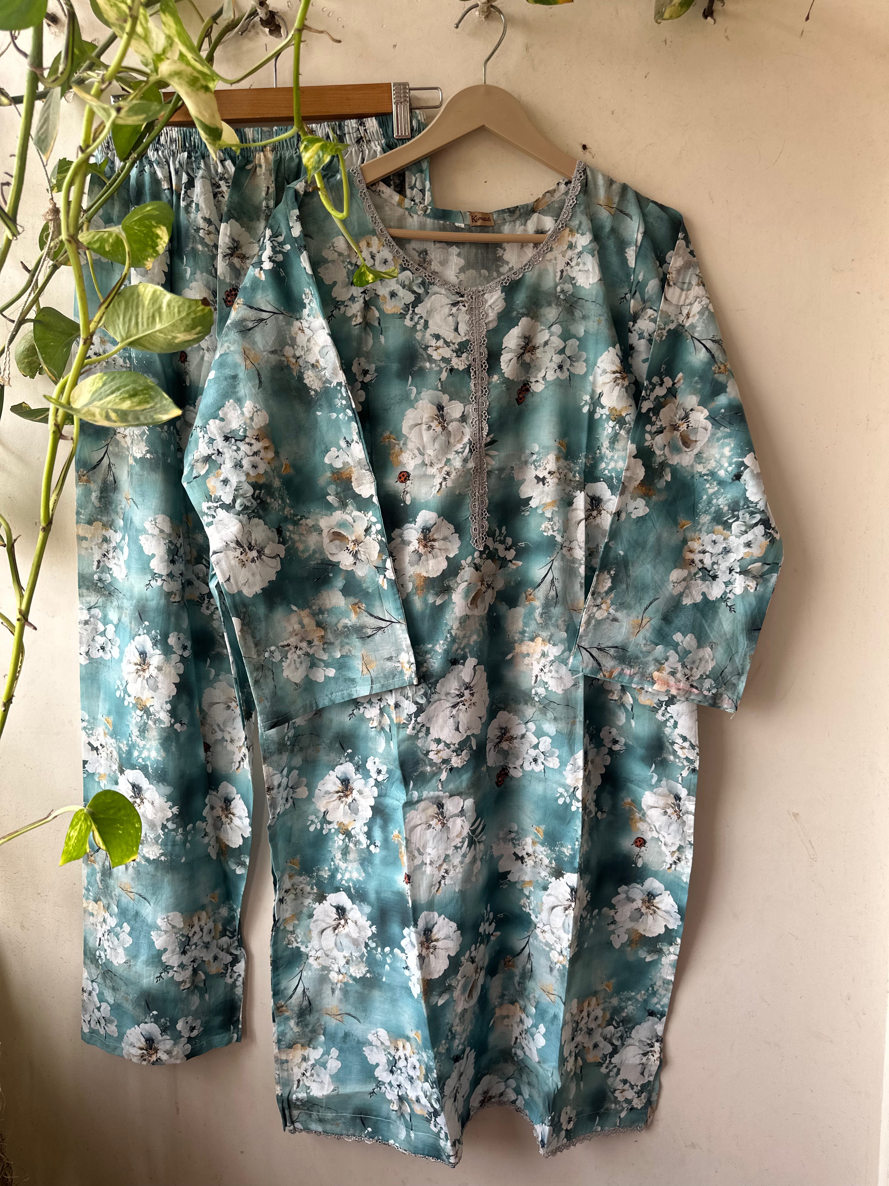 Cotton blue lawn