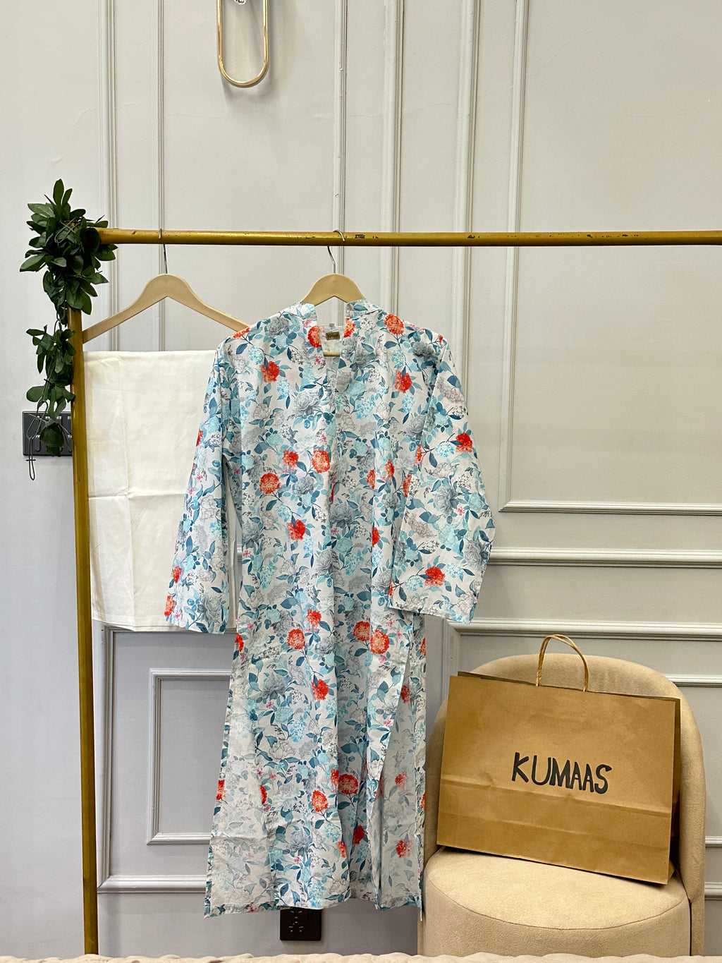Aqua tangerine lawn kurti