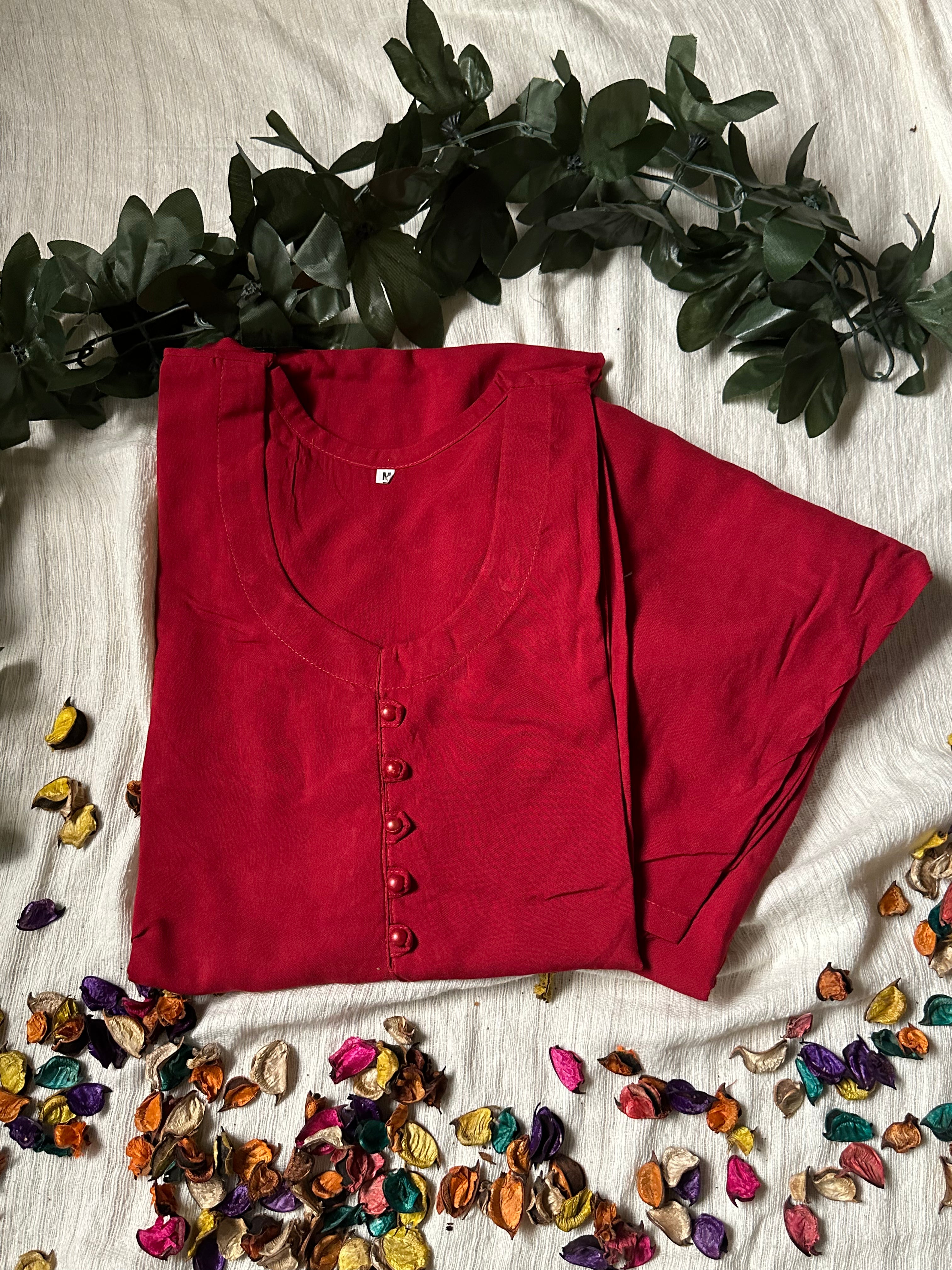 Red linen solid