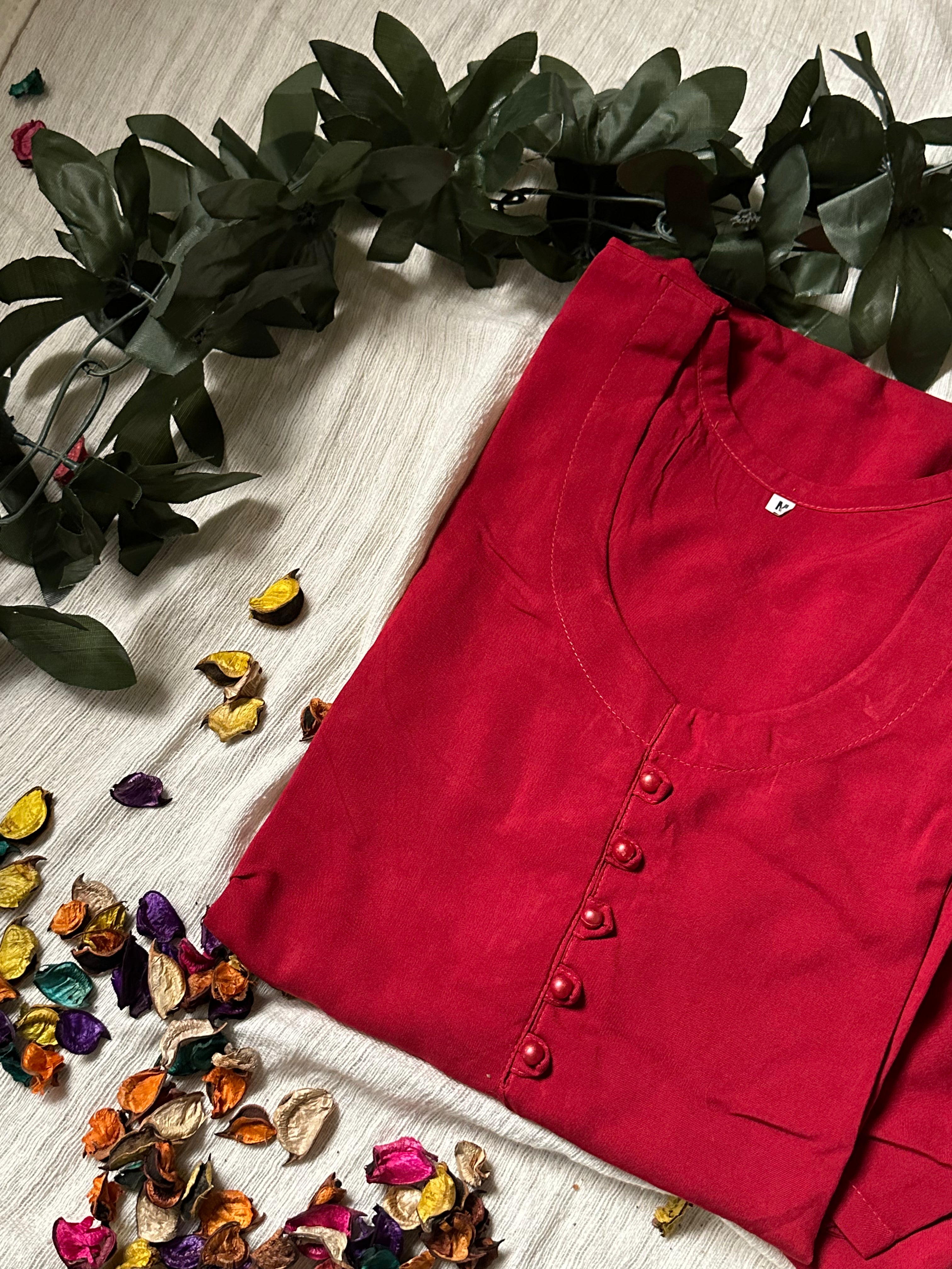 Red linen solid