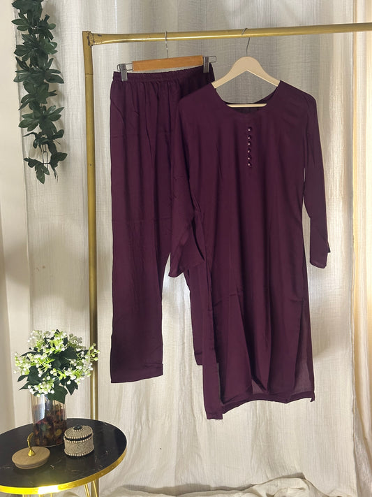 Burgundy linen solid