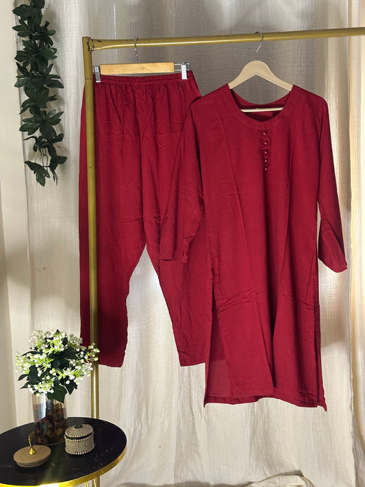Red linen solid