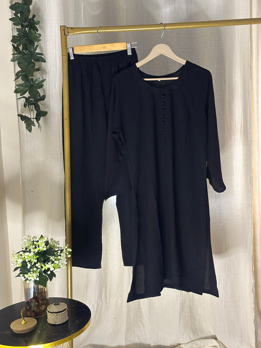 Black linen solid